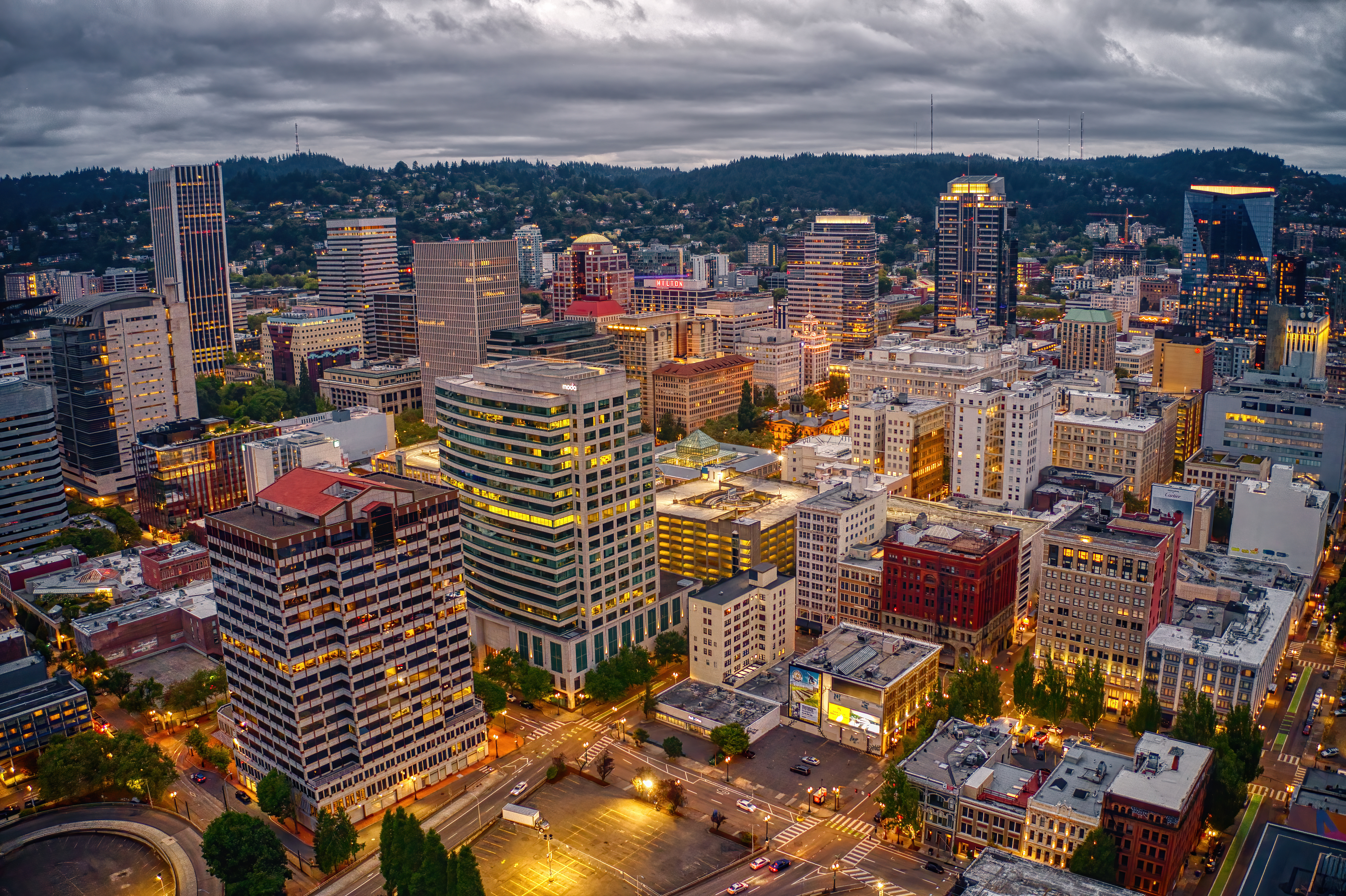 Portland Oregon Skyline And Willamette River